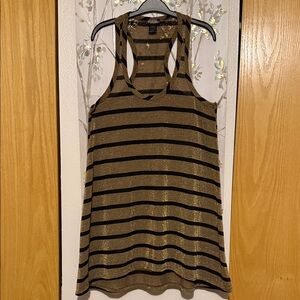 Elegant Gold and Black Striped Sheer Women's Razor Back Shimmering Tank Top